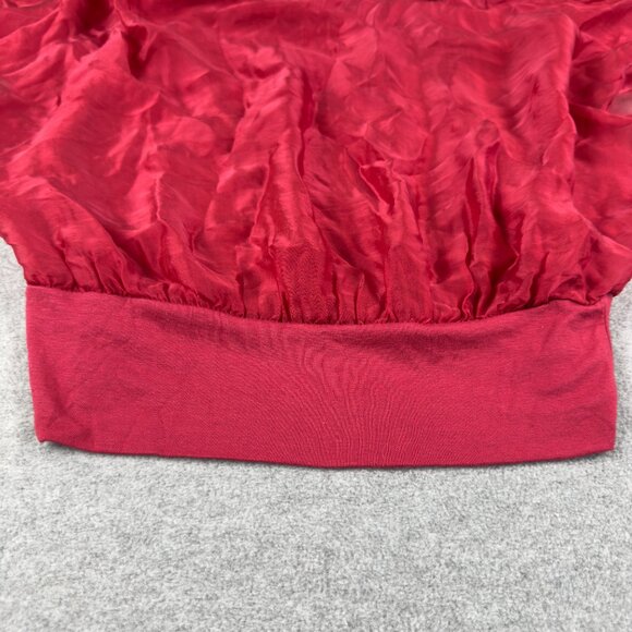 Own It Made in Italy Silk Blend Flutter-Sleeve Blouse Red S - Picture 7 of 11